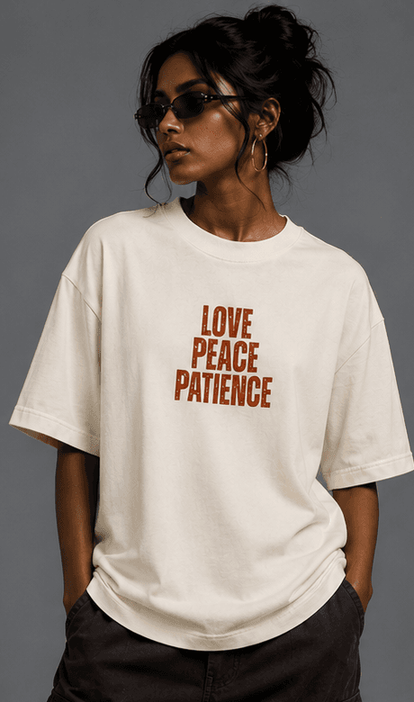 WOMEN'S LOVE PEACE PATIENCE HEAVYWEIGHT TEE