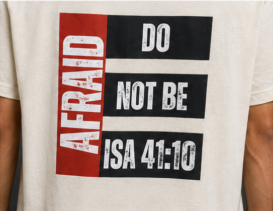 Do Not Be Afraid Heavyweight Tee Back Graphic Detail