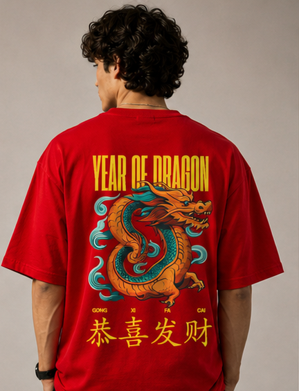 Year of Dragon Heavyweight Tee Back View