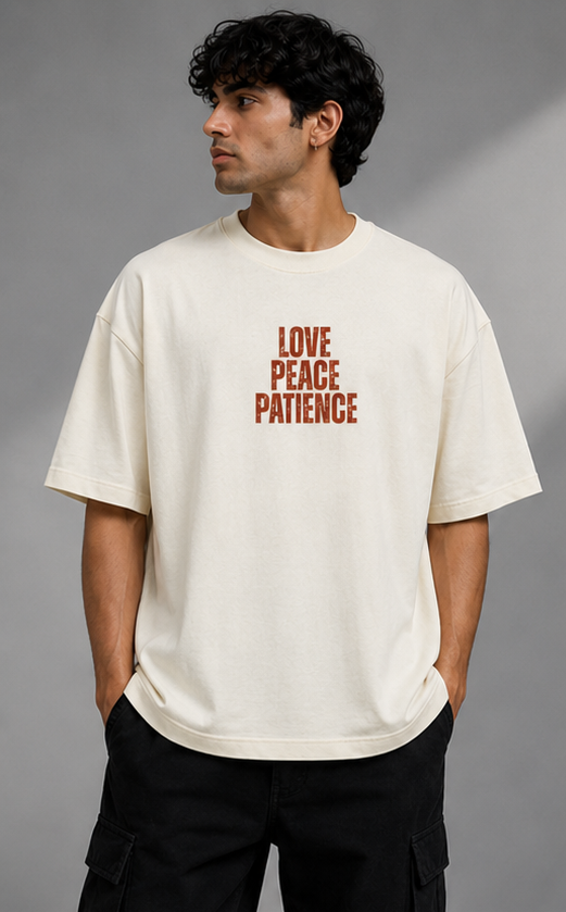 Love Peace Patience Heavyweight Tee Front View