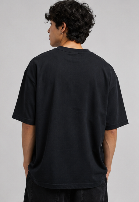 Monochrome Black Heavyweight Tee Back View