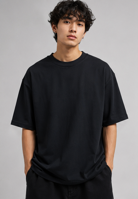 Monochrome Black Heavyweight Tee Front View
