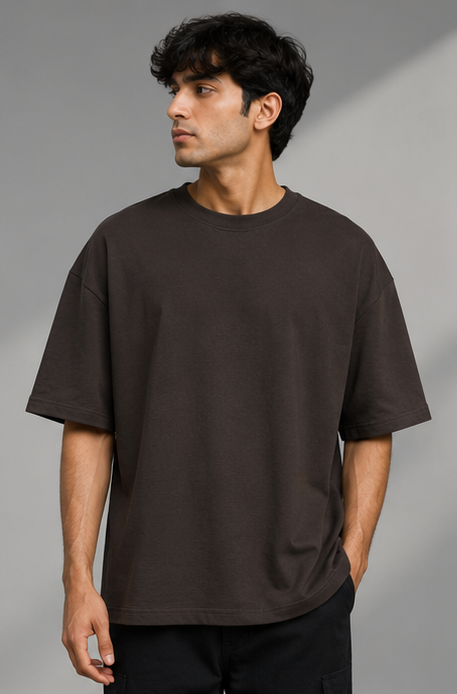 Monochrome Brown Heavyweight Tee Front View
