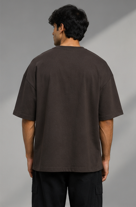 Monochrome Brown Heavyweight Tee Back View Upper