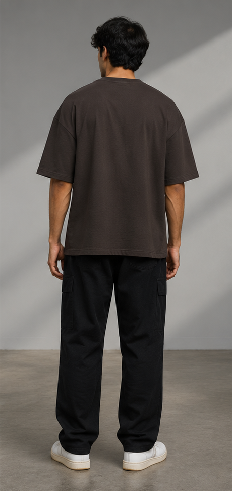 Monochrome Brown Heavyweight Tee Back View Full