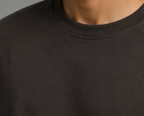Monochrome Brown Heavyweight Tee Front Detail