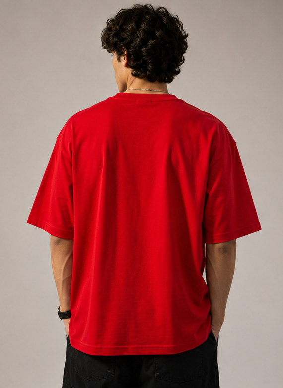 Monochrome Red Heavyweight Tee Back View