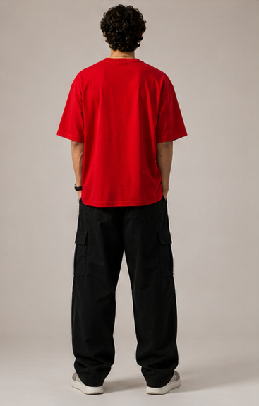 Monochrome Red Heavyweight Tee Collar Detail