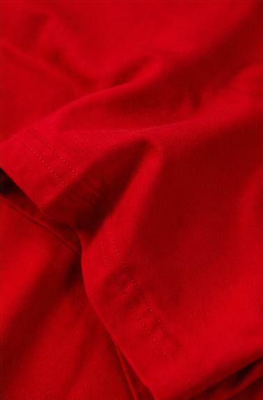Monochrome Red Heavyweight Tee Fabric Detail